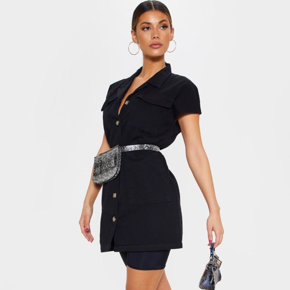 PrettyLittleThing Cargo Sleeveless Shirt Dress